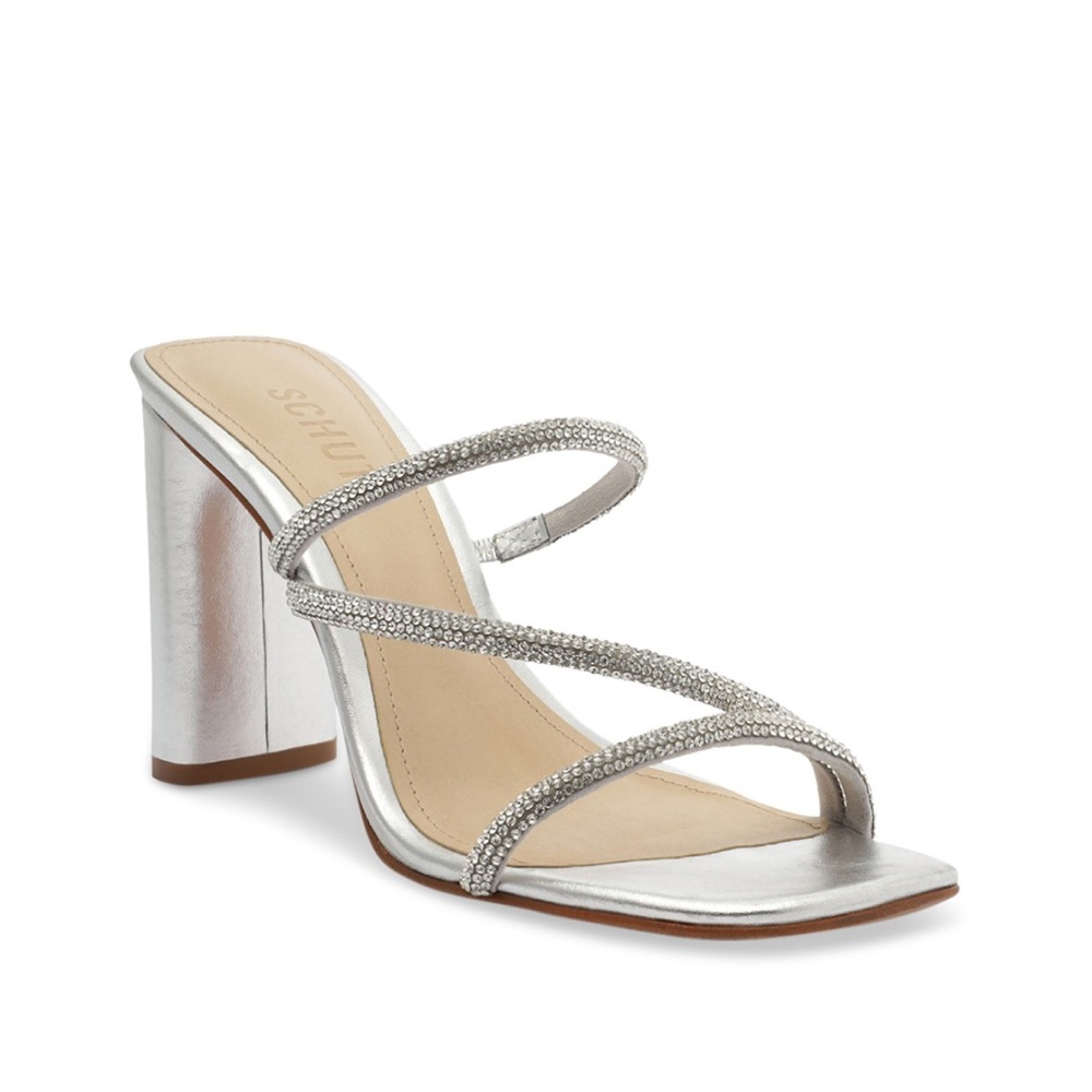 [NWT] Schutz Silver Chessie Bright Sandals